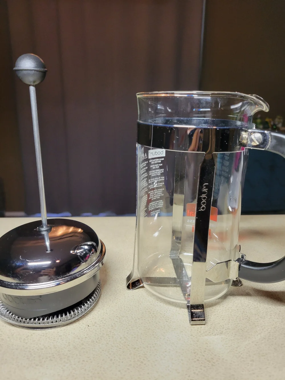 Bodum Stainless Steel and Glass French Press Coffee Maker - 17 Ounces(4 Cups)